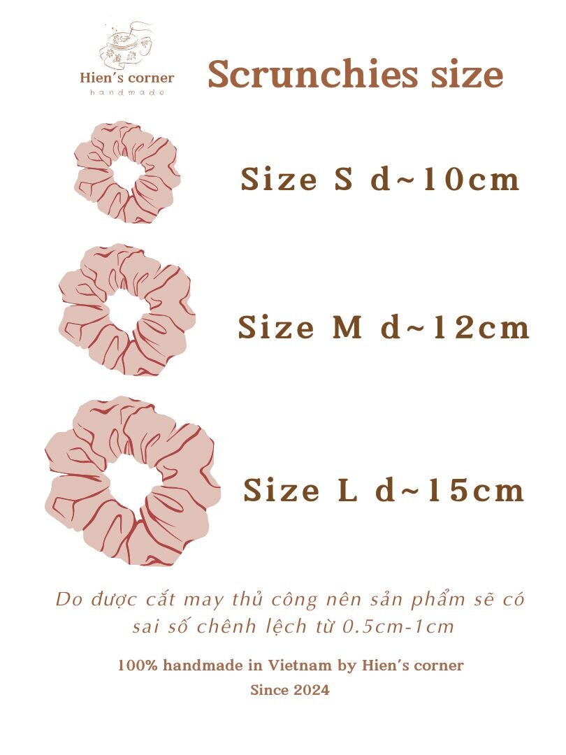 Cột tóc vải Scrunchies Lụa màu pastel xinh xắn