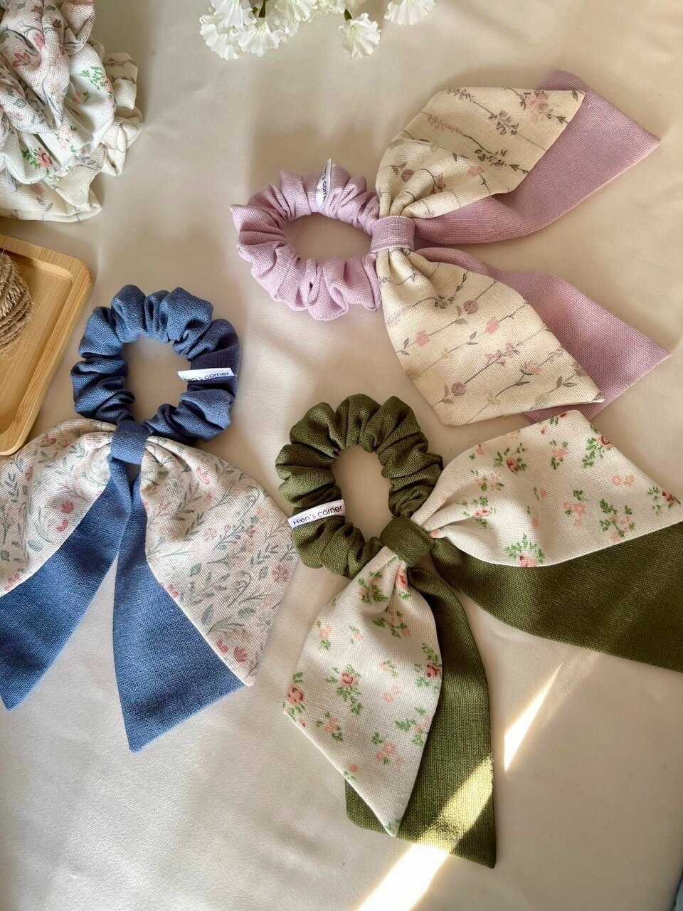 Cột tóc nơ đôi Linen