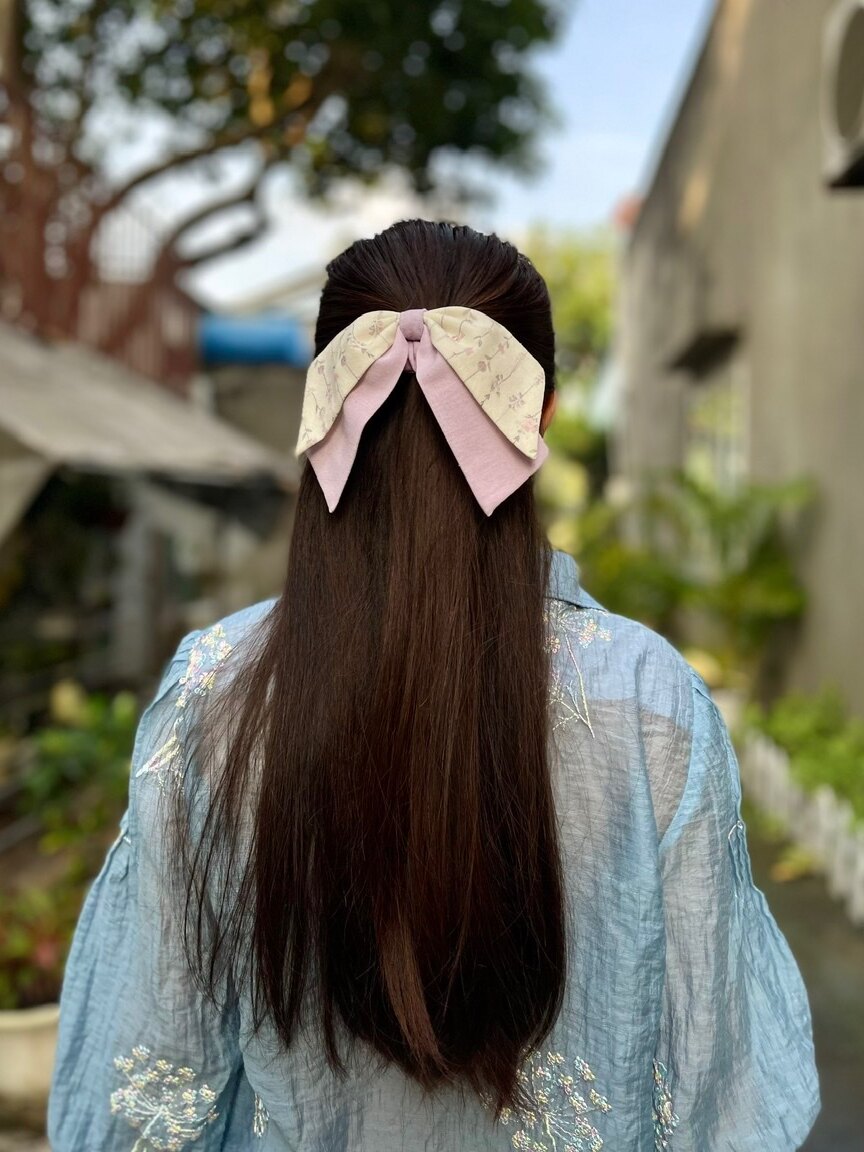 Cột tóc nơ đôi Linen