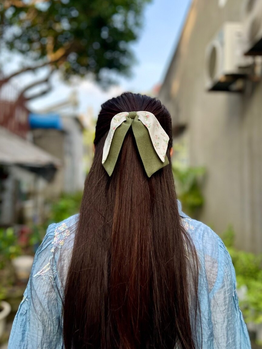 Cột tóc nơ đôi Linen